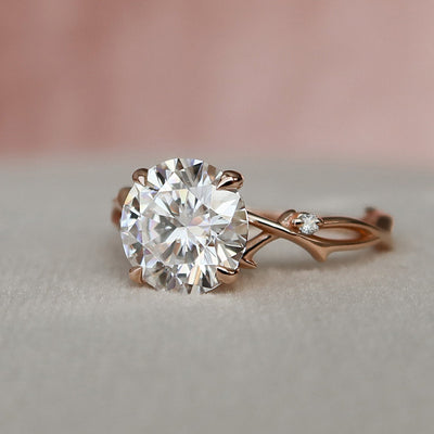 2.5 CT Twig Round Moissanite Nature Inspired Branch Engagement Ring