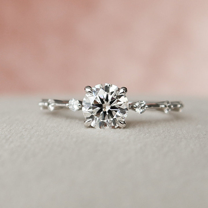 1.0CT Round Cut Moissanite Solitaire Engagement Ring