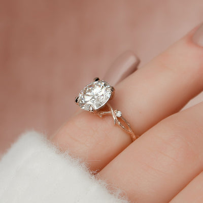 2.5 CT Twig Round Moissanite Nature Inspired Branch Engagement Ring