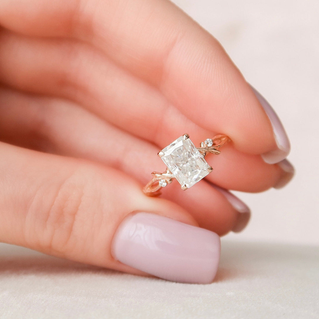 2 CT Radiant Cut Twig Moissanite Engagement  Ring
