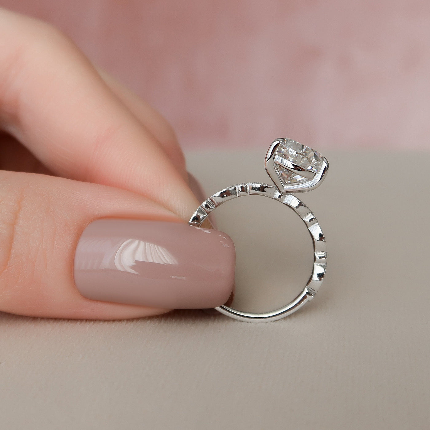 3.0CT Pear Cut Art Deco Moissanite Diamond Engagement Ring