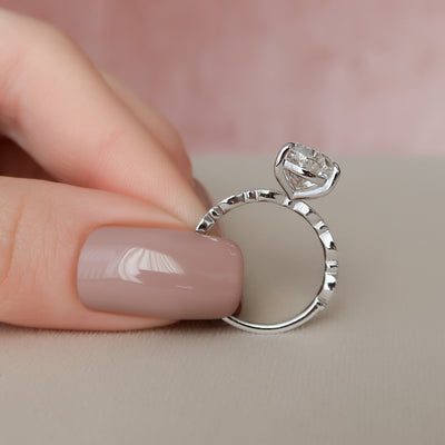 3.0CT Pear Cut Art Deco Moissanite Diamond Engagement Ring