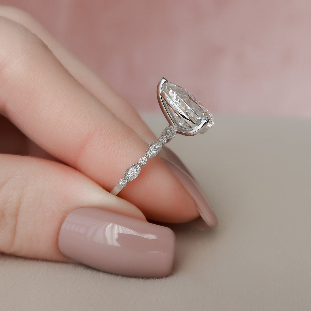 3 CT Pear Cut Art Deco Moissanite Engagement Ring