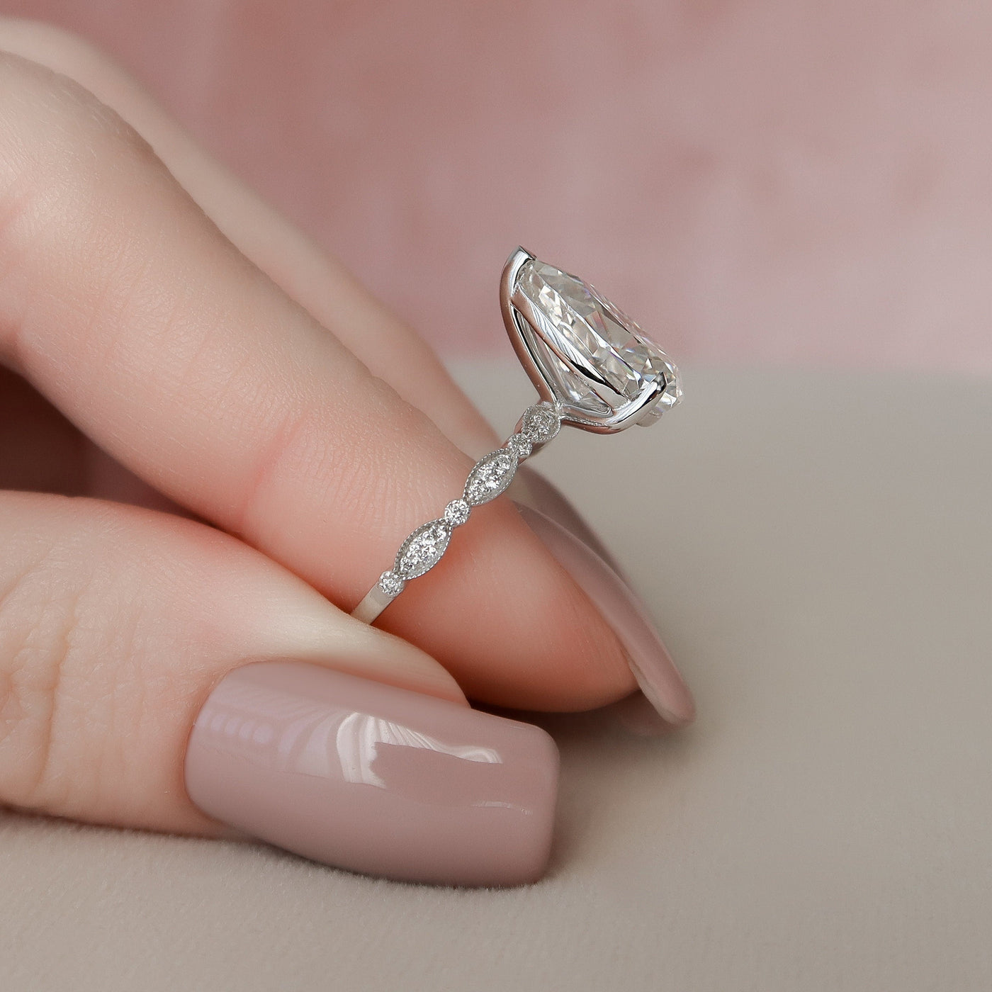 3 CT Pear Cut Art Deco Moissanite Engagement Ring