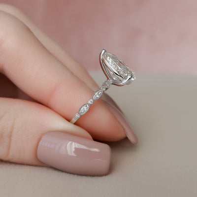 3 CT Pear Cut Art Deco Moissanite Engagement Ring