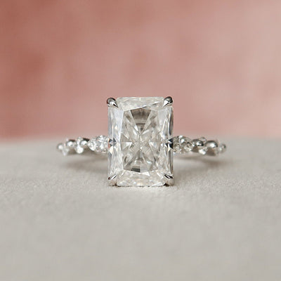3.0CT Radiant Cut Moissanite Pave Engagement Ring