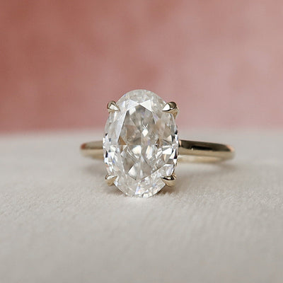 3.0CT Oval Cut Hidden Halo Moissanite Engagement Ring