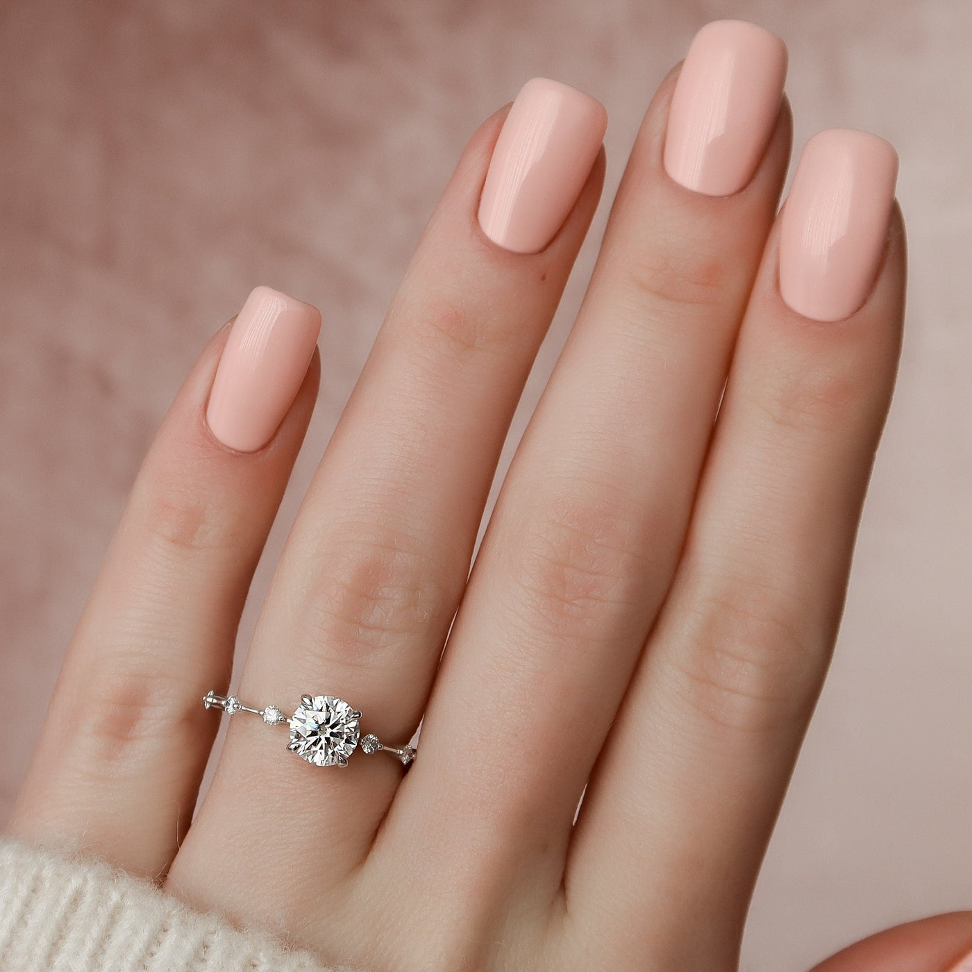 1.0CT Round Cut Moissanite Solitaire Engagement Ring