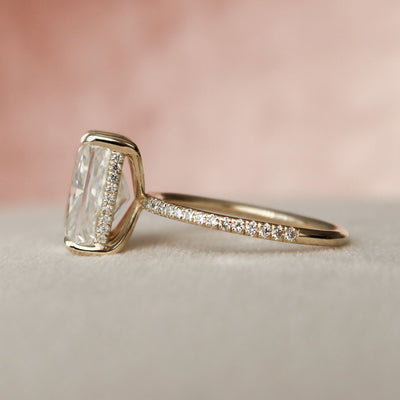 5.0CT Radiant Cut Hidden Halo Moissanite Diamond Pave Engagement Ring