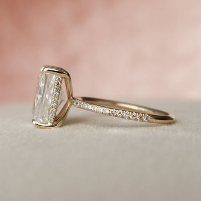 5 СT Radiant Cut Hidden Halo Moissanite Engagement Ring