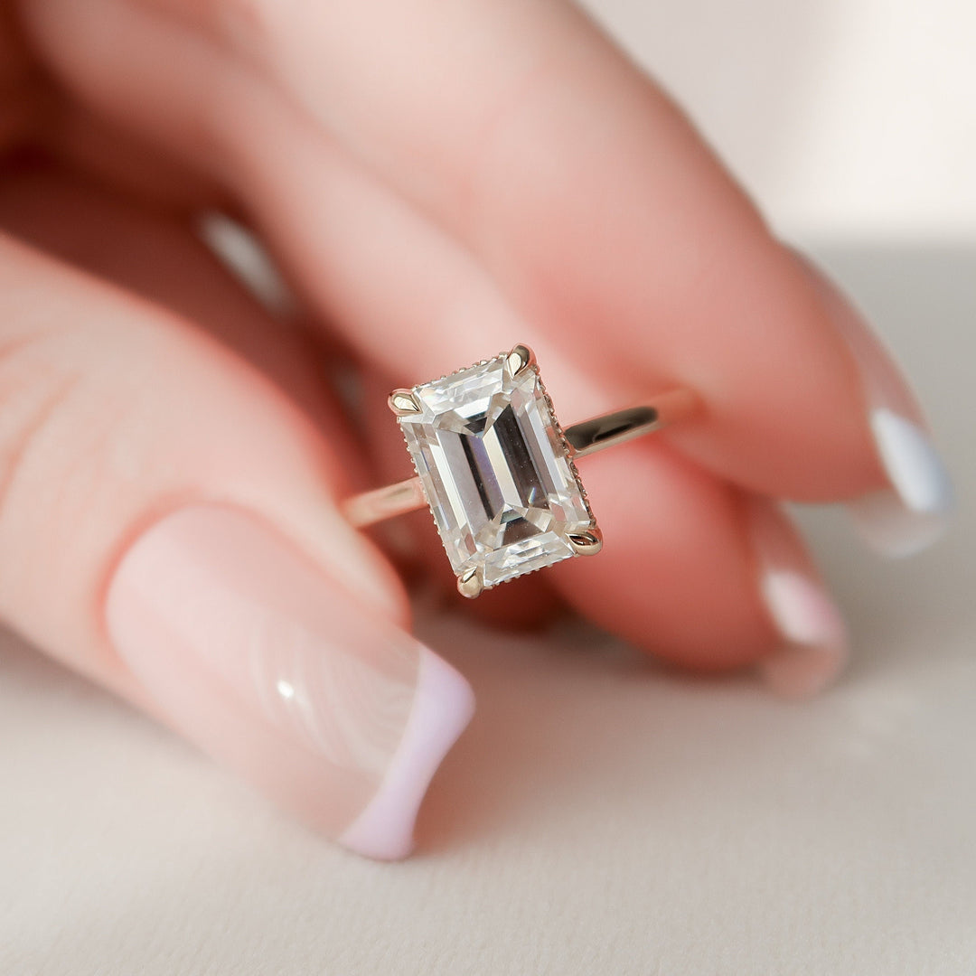 3.0CT Emerald Cut Moissanite Engagement Ring
