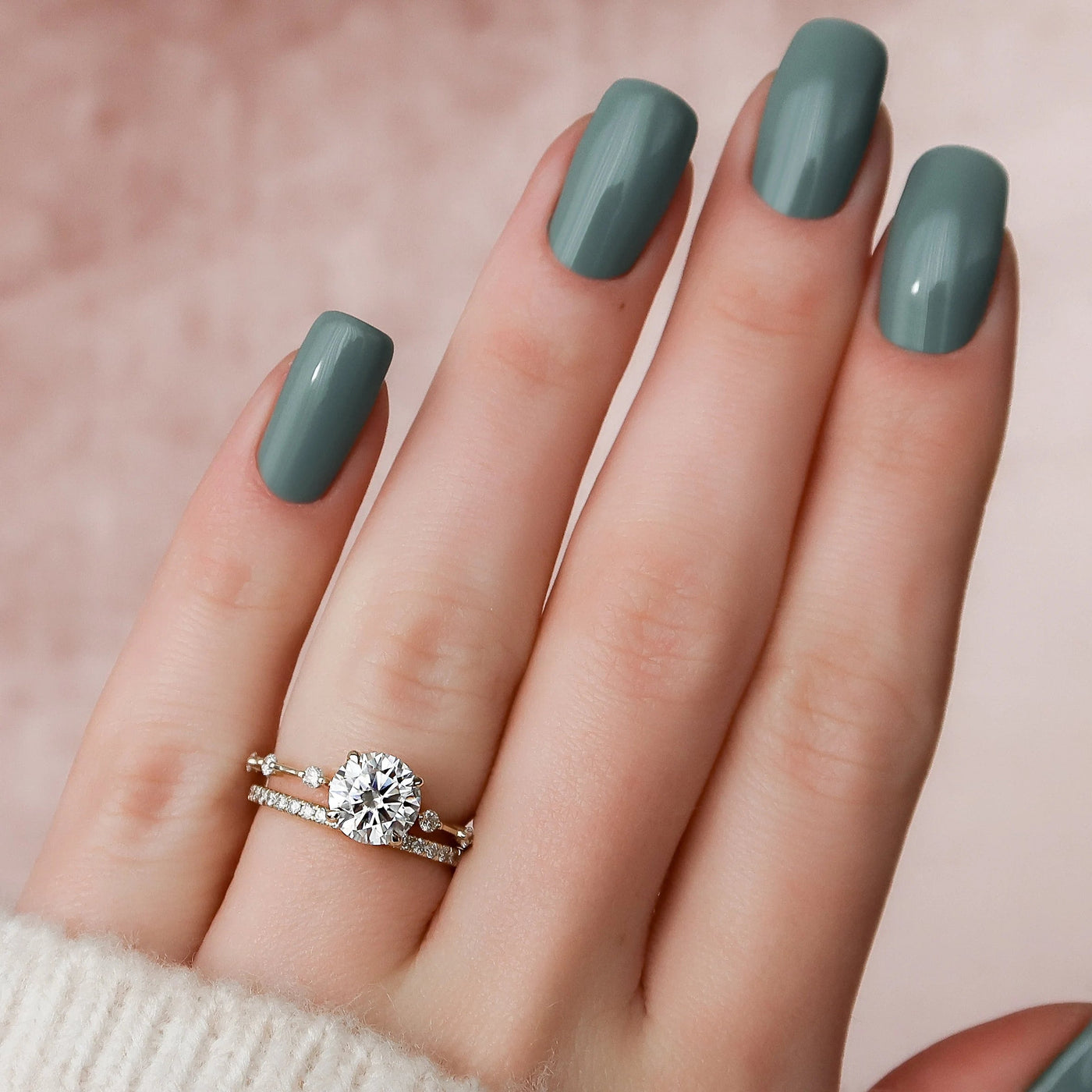 1.50CT Round Brilliant Cut Moissanite Halo Bridal Engagement Ring Set