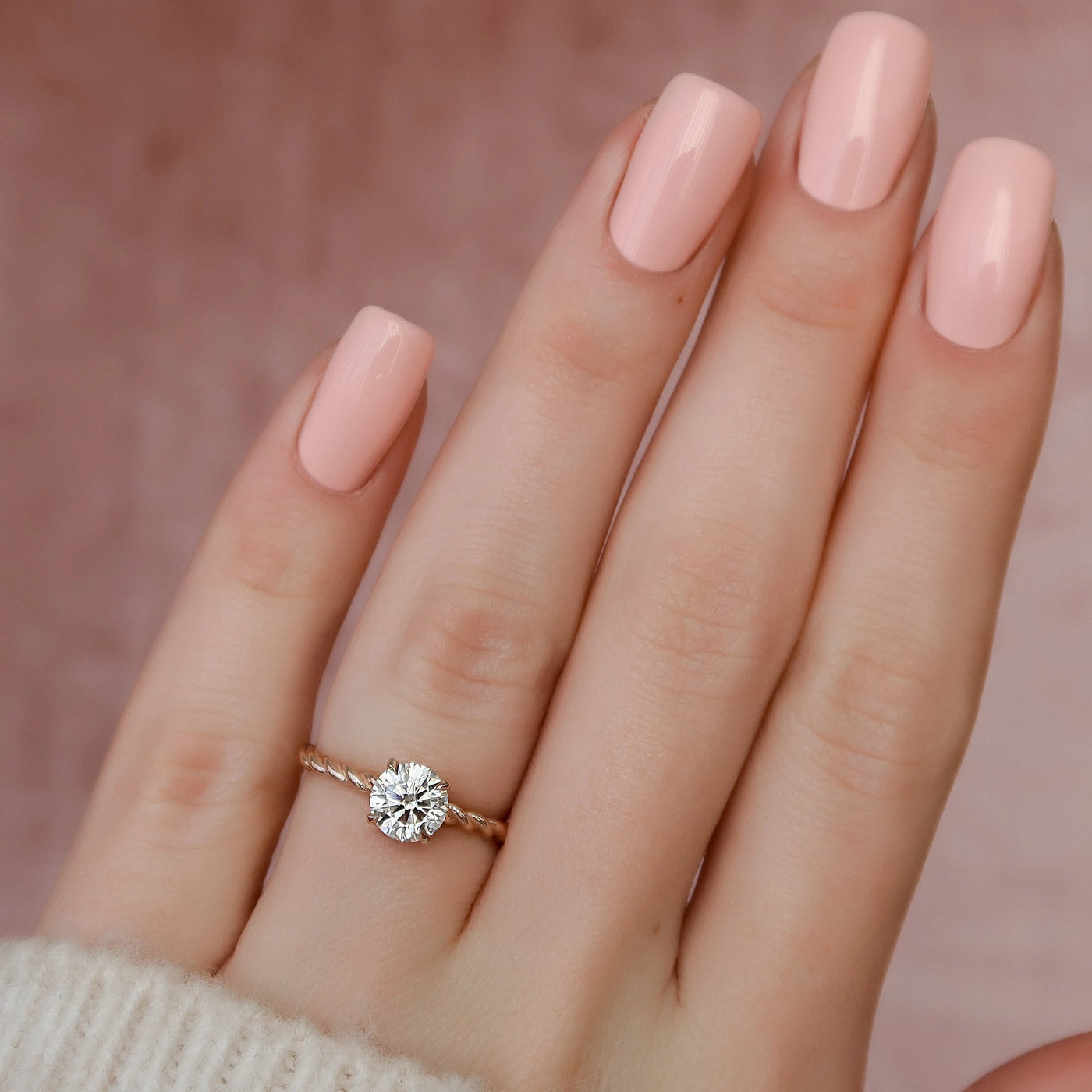 1.0CT Round Cut Moissanite Braided Halo Bridal Engagement Ring Set