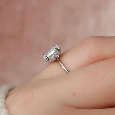 1.50CT Oval Cut Moissanite Solitaire Halo Bridal Engagement Ring Set