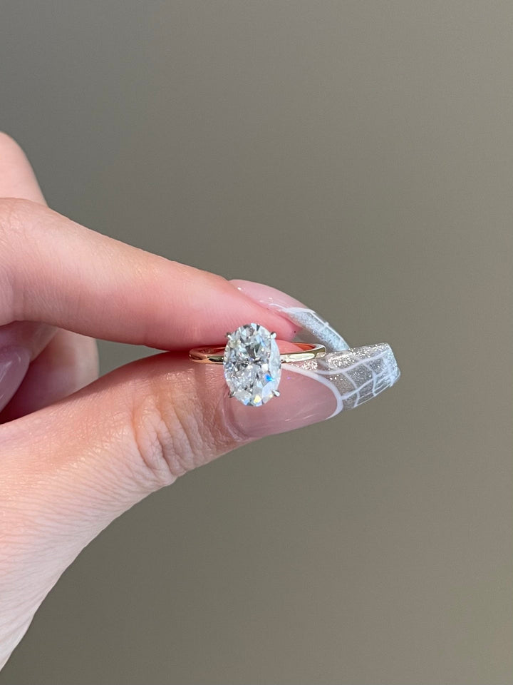 2.50ct Oval Cut Hidden Halo Moissanite Diamond Engagement Ring