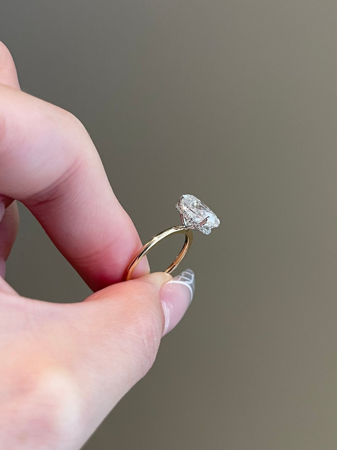 2.50ct Oval Cut Hidden Halo Moissanite Diamond Engagement Ring