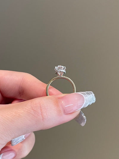 2.50ct Oval Cut Hidden Halo Moissanite Diamond Engagement Ring