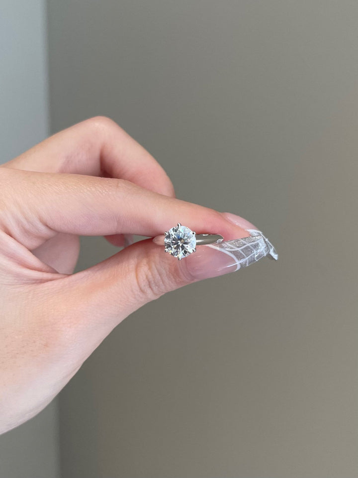 2.0ct Round Cut Solitaire Moissanite Diamond Engagement Ring