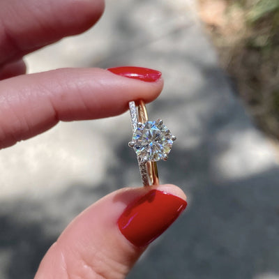 2.0CT Round Brilliant Diamond Solitaire Moissanite Engagement Ring