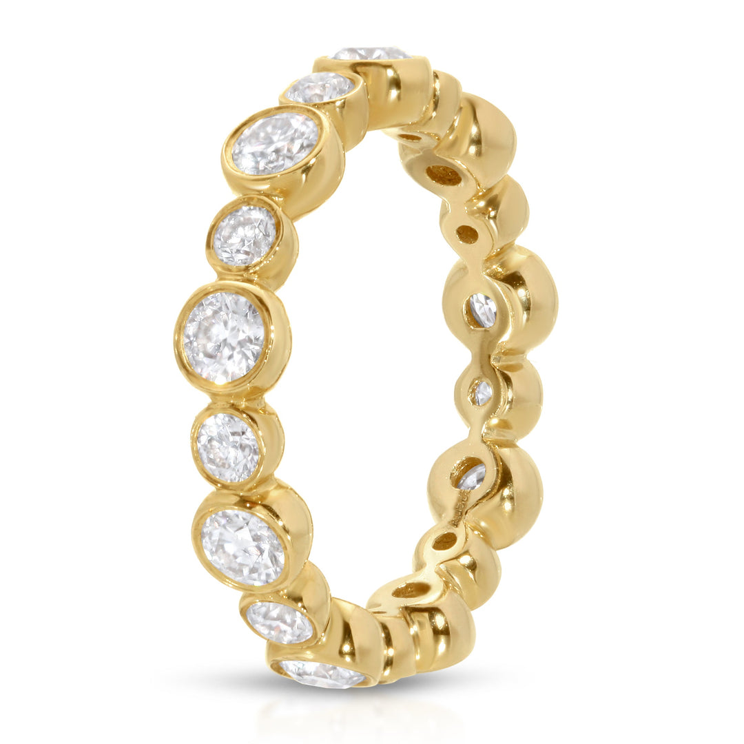 3mm Round Brilliant Diamond Bezel Moissanite Wedding Ring