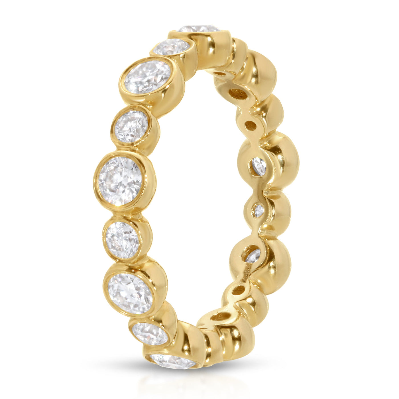 3mm Round Brilliant Diamond Bezel Moissanite Wedding Ring