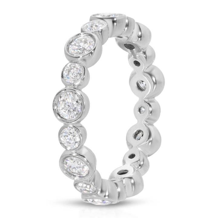 3mm Round Brilliant Diamond Bezel Moissanite Wedding Ring