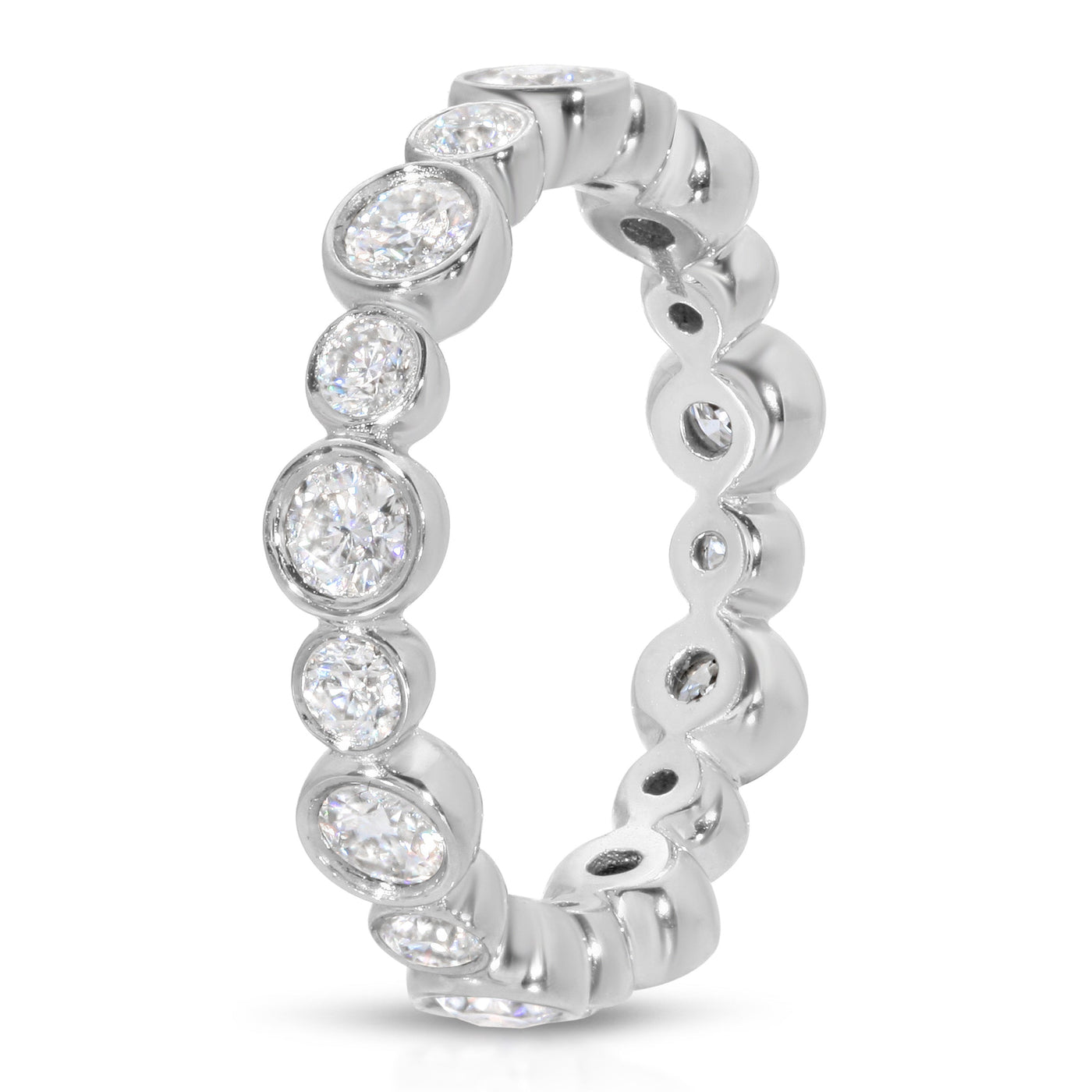 3mm Round Brilliant Diamond Bezel Moissanite Wedding Ring