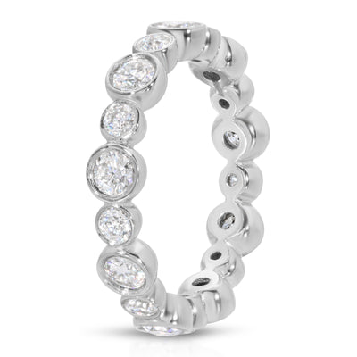 3mm Round Brilliant Diamond Bezel Moissanite Wedding Ring