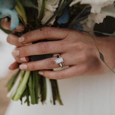 4.25CT Emerald Cut Diamond Moissanite Engagement Ring