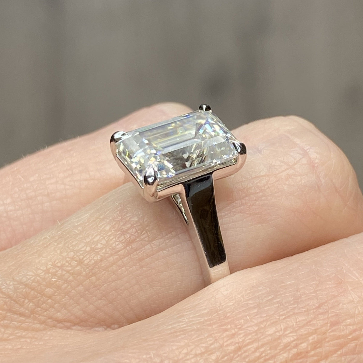 4.25CT Emerald Cut Diamond Moissanite Engagement Ring