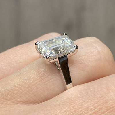 4.25CT Emerald Cut Diamond Moissanite Engagement Ring