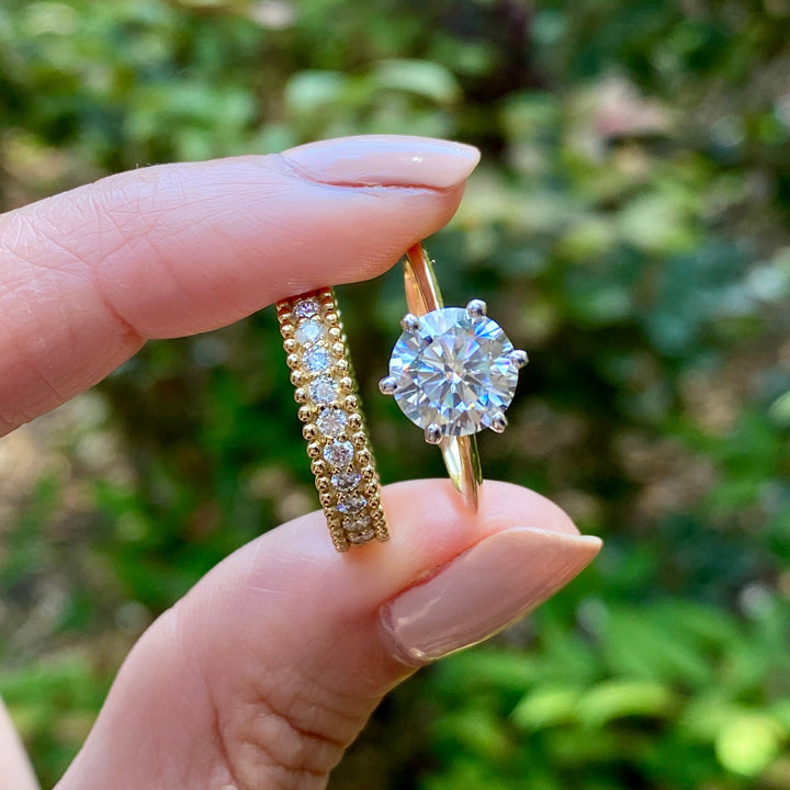 4mm Round Brilliant Diamond Moissanite Wedding Ring