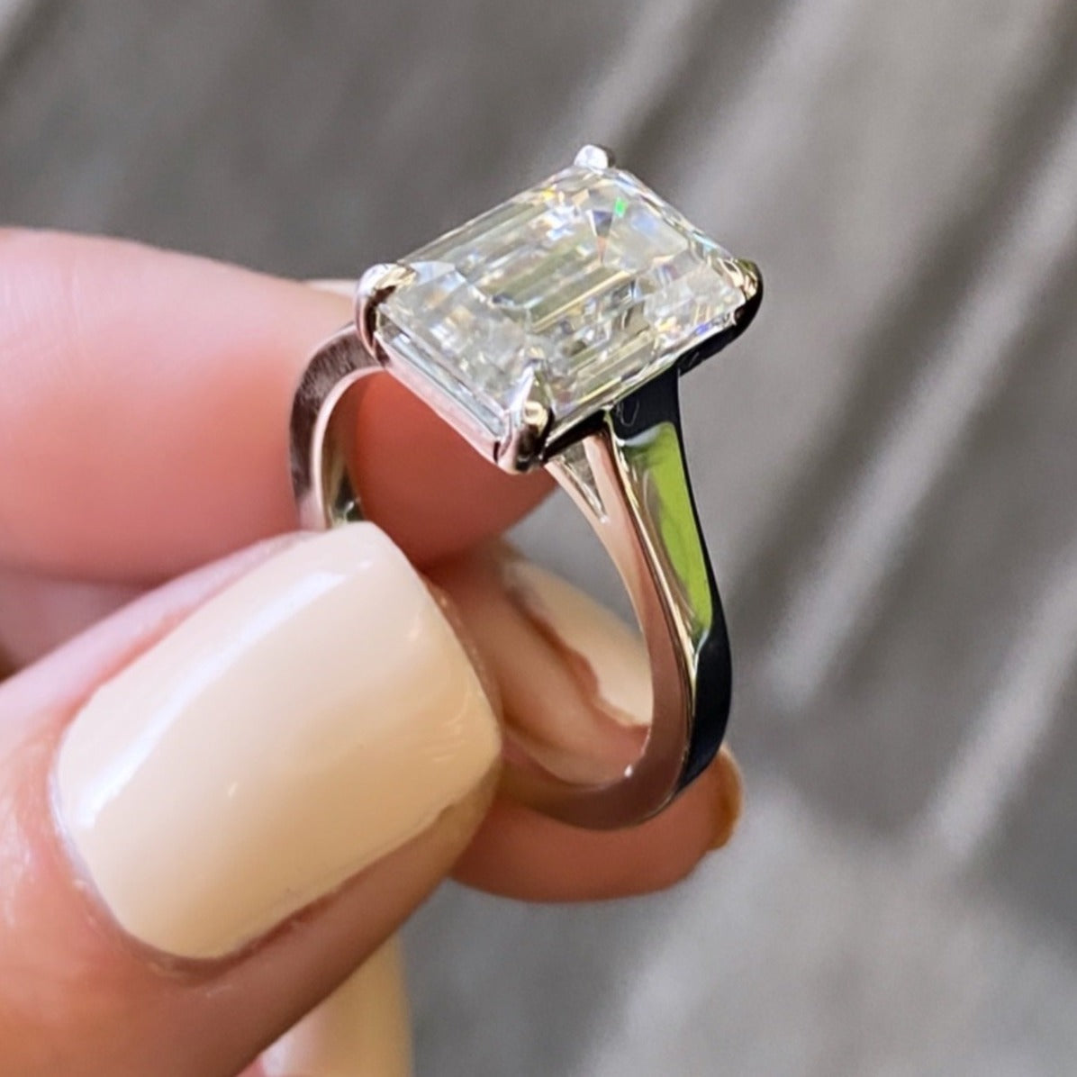 4.25CT Emerald Cut Diamond Moissanite Engagement Ring