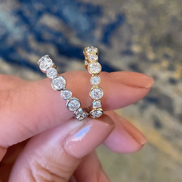 3mm Round Brilliant Diamond Bezel Moissanite Wedding Ring