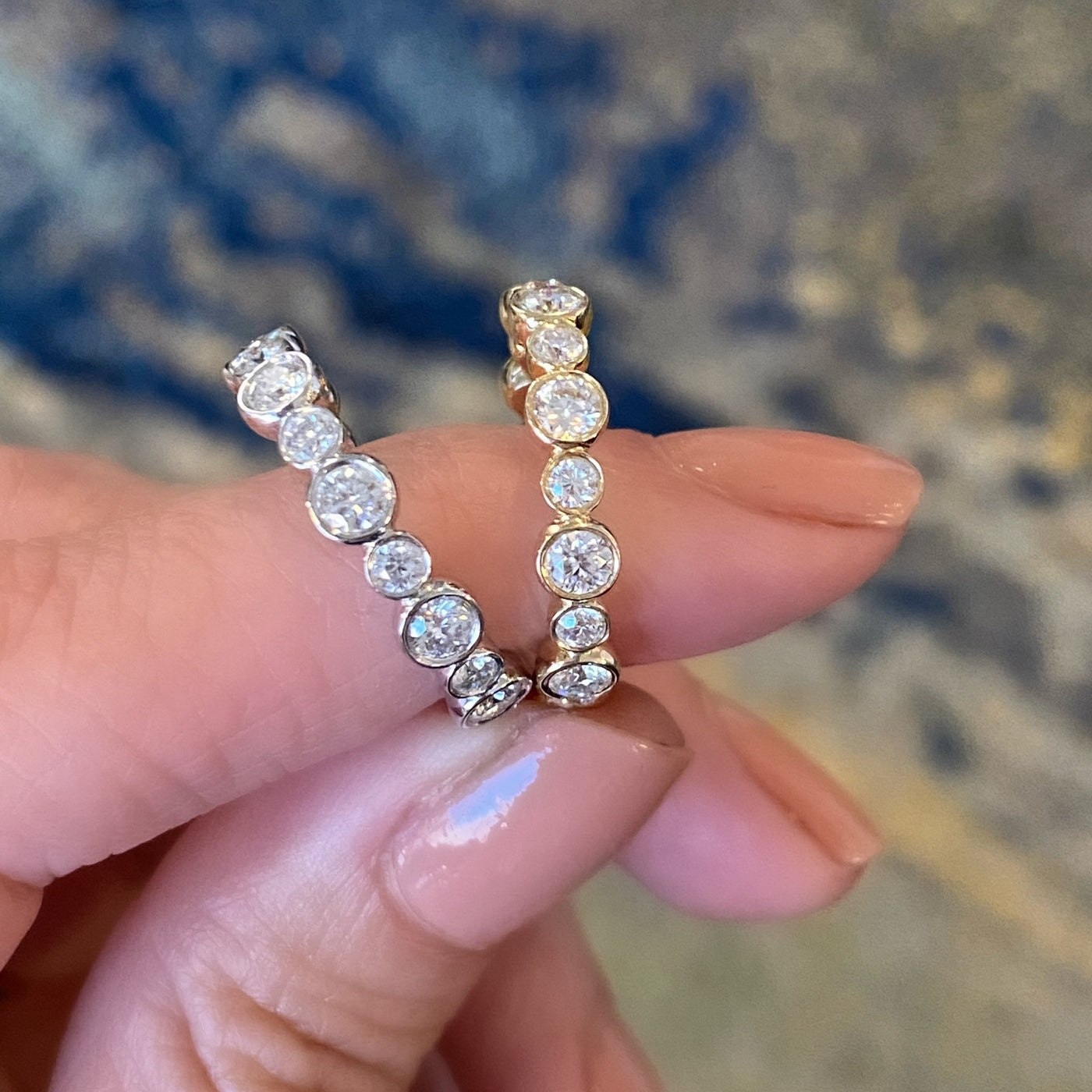 3mm Round Brilliant Diamond Bezel Moissanite Wedding Ring