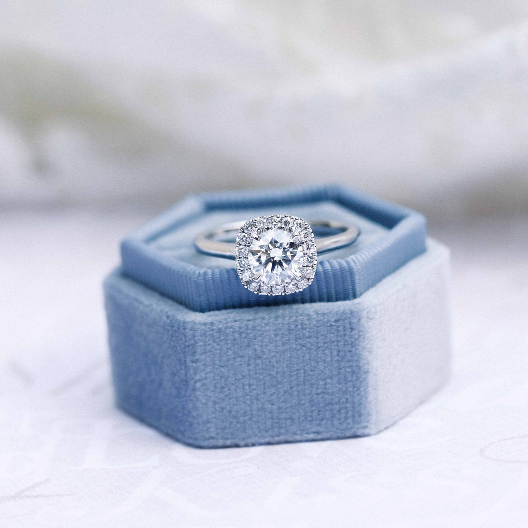 1.75CT Round Brilliant Cut Moissanite Halo Diamond Engagement Ring