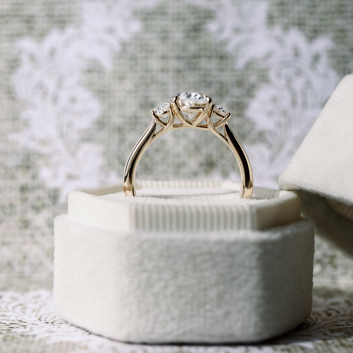 1.50CT Oval Cut Moissanite Three Stone Diamond Engagement Ring