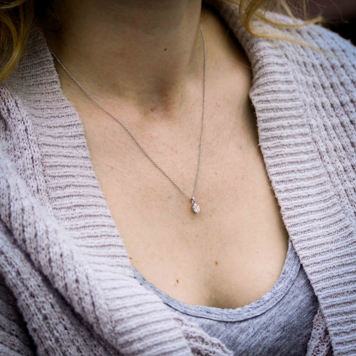 Oval Cut Solitaire Moissanite Diamond Layering Necklace