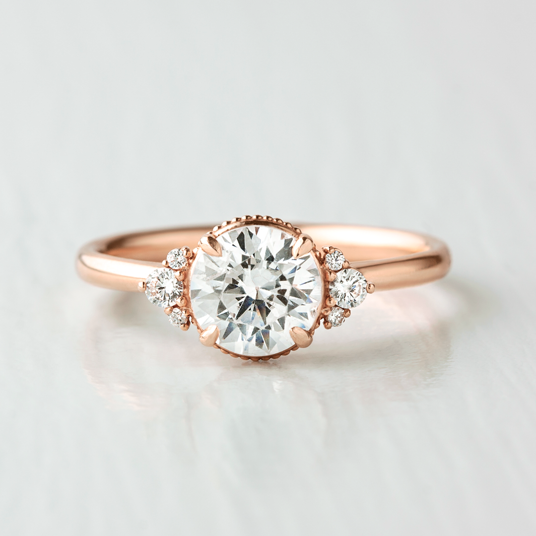 1.50ct-2.50ct Round Cut Vintage Inspired Moissanite Diamond Engagement Ring