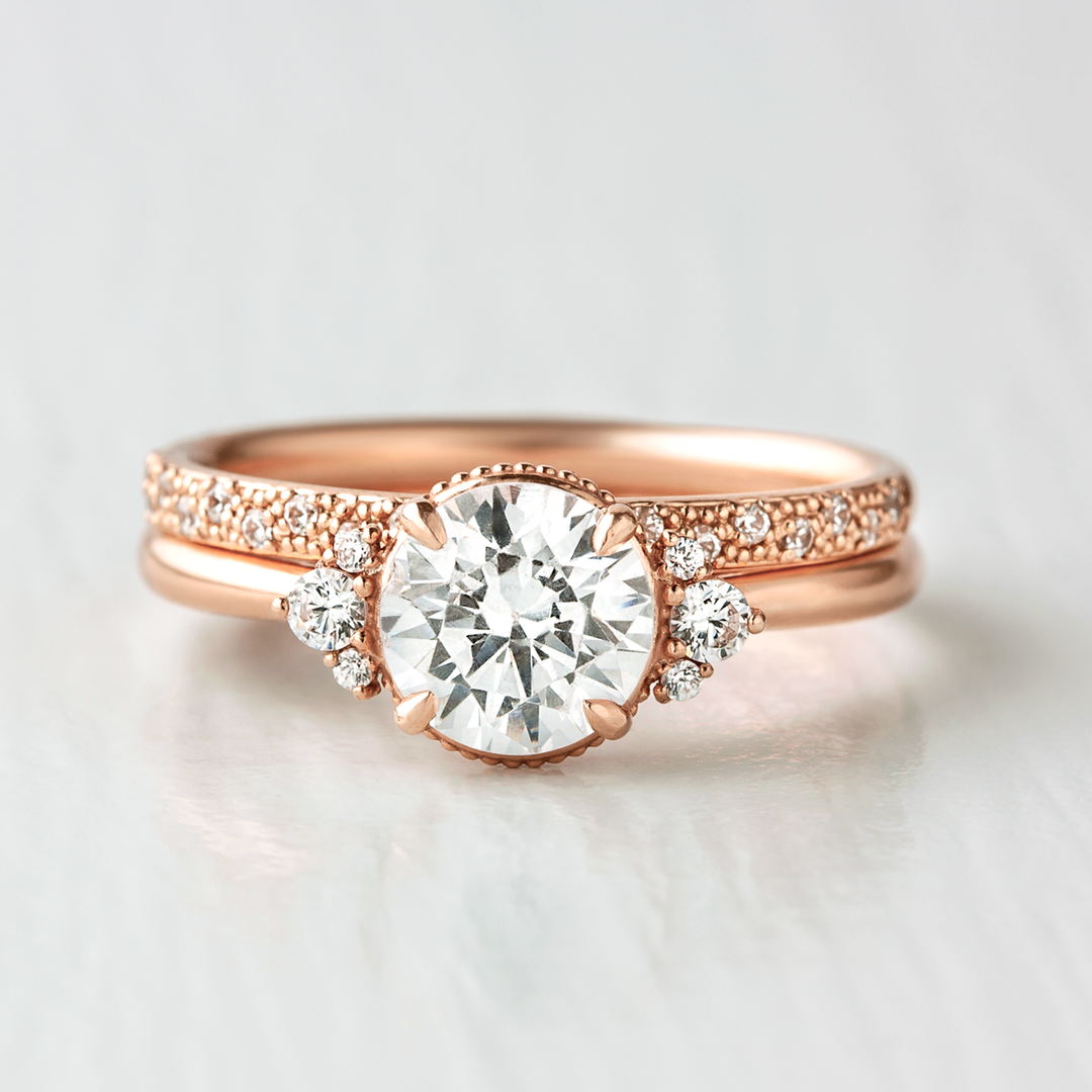 1.50ct-2.50ct Round Cut Vintage Inspired Moissanite Diamond Engagement Ring