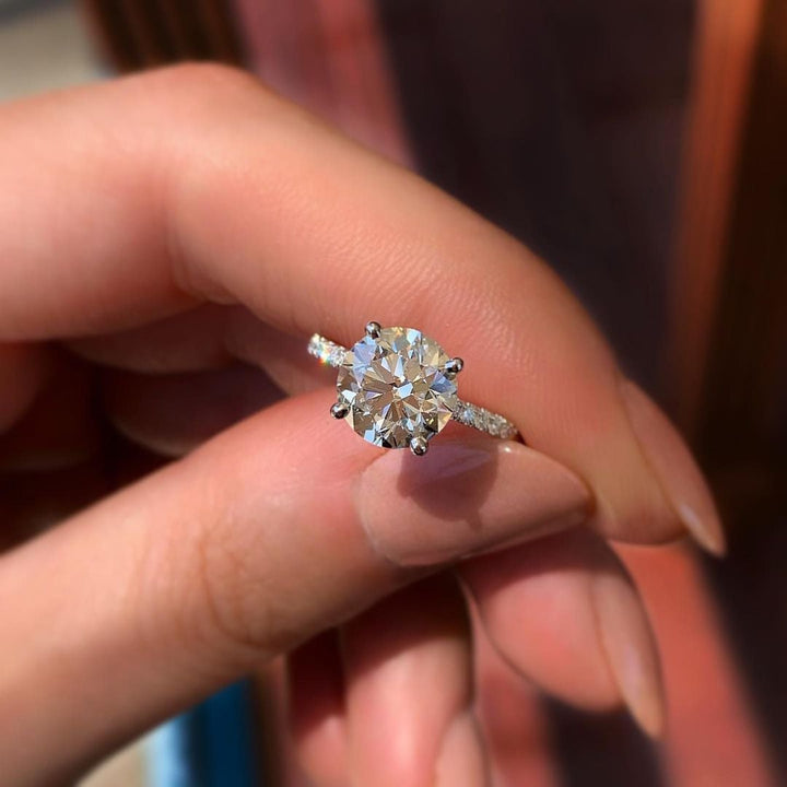 1.50CT Round Cut Pave Moissanite Diamond Engagement Ring
