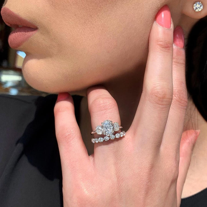 1.91CT Oval Cut Three Stone Moissanite Diamond Engagement Ring For Her