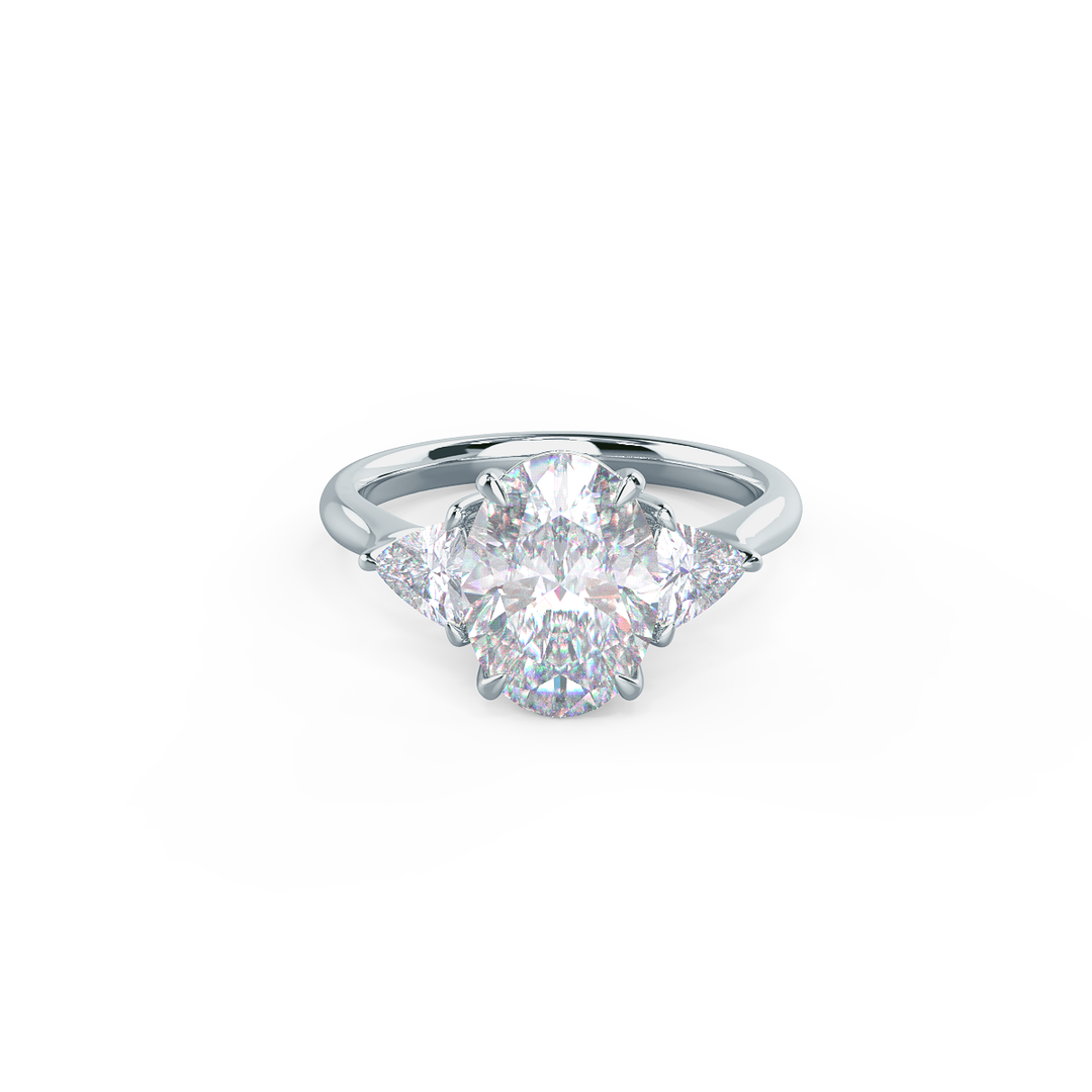 2.25CT Oval Cut Moissanite Trillion Cut 3 Stone Engagement Ring