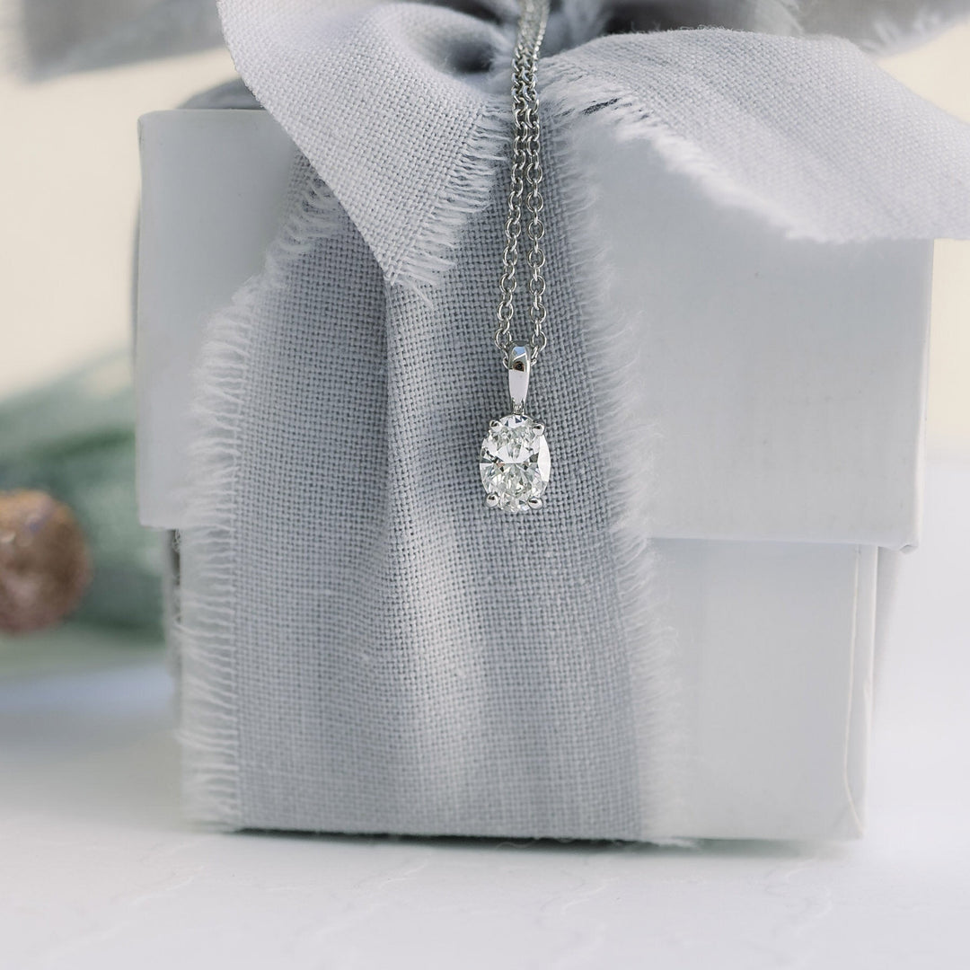 Oval Cut Solitaire Moissanite Diamond Layering Necklace