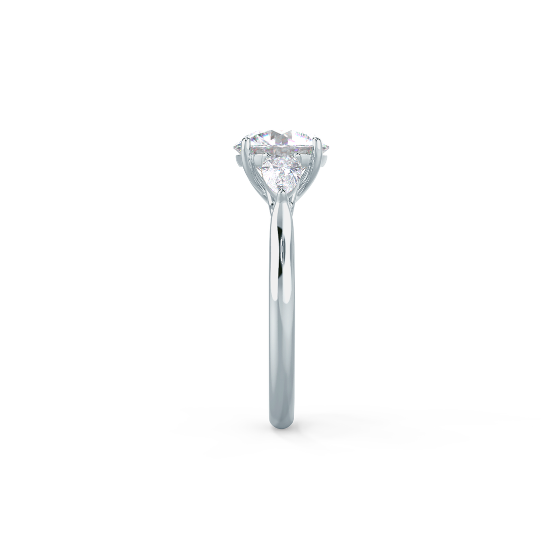 2.0CT Round & Pear Cut Moissanite 3 Stone Engagement Ring