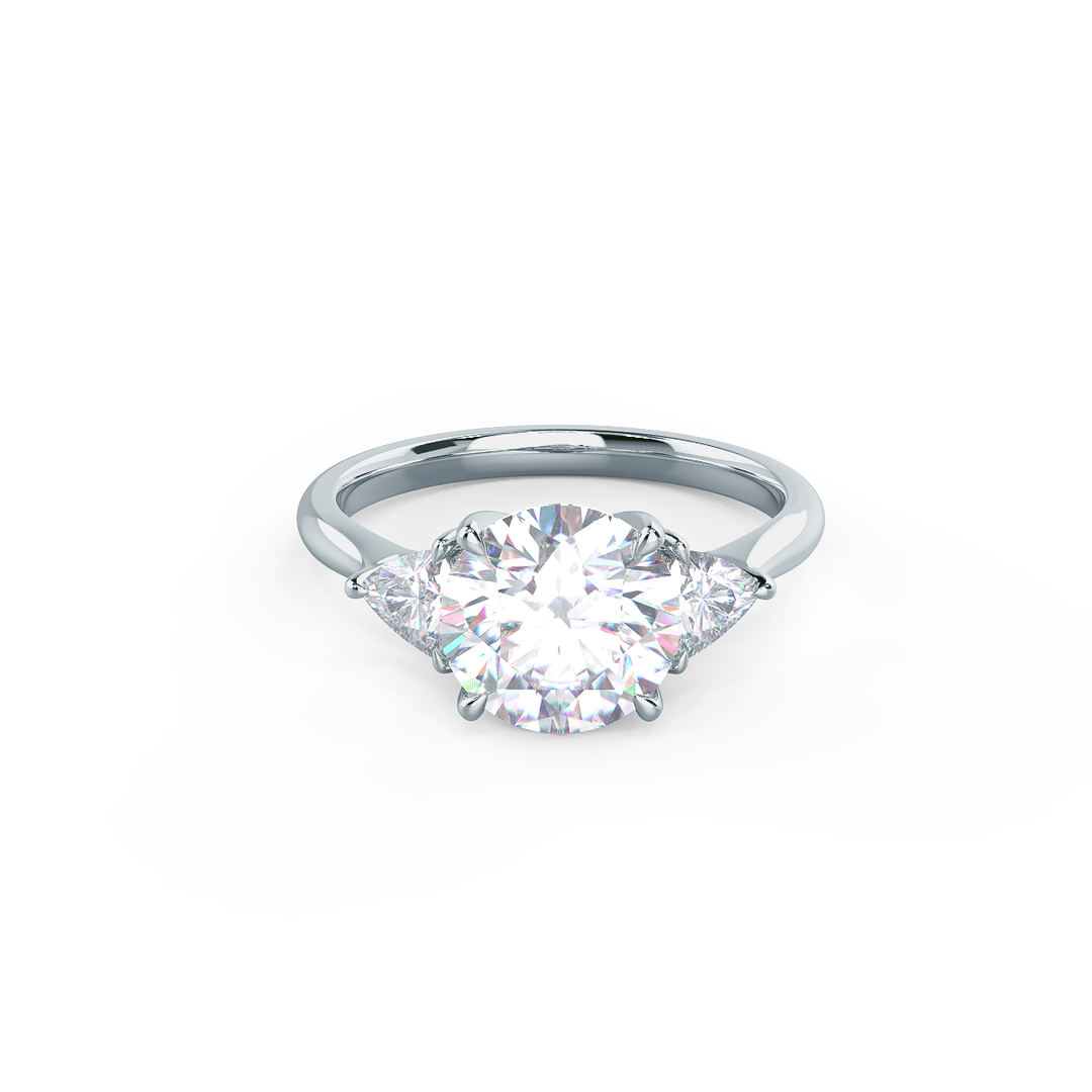 2.0CT Round Brilliant Cut Moissanite Trillion Diamond Engagement Ring