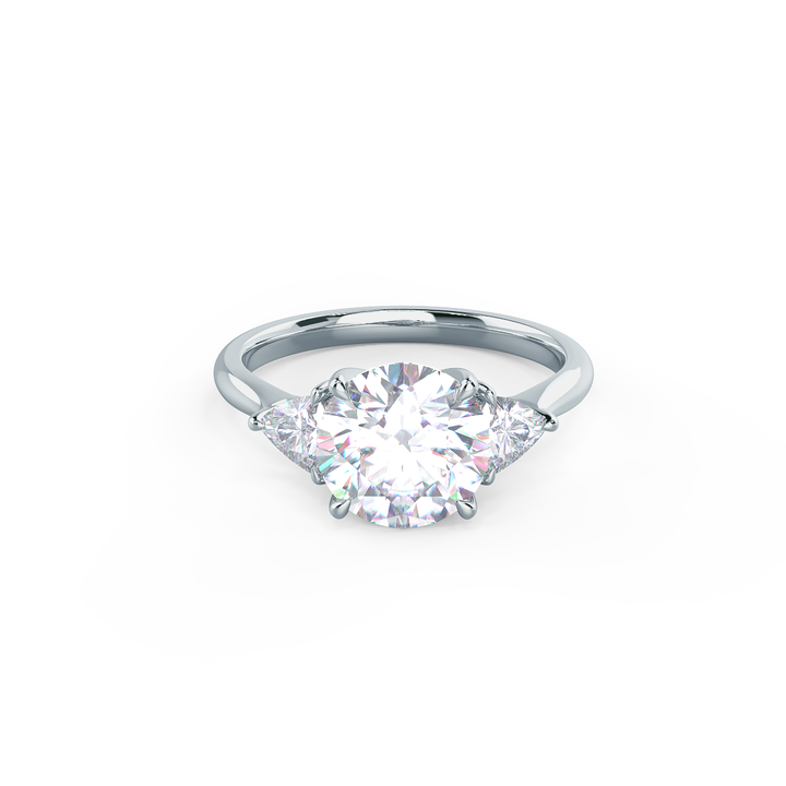 2.0CT Round Brilliant Cut Moissanite Trillion Diamond Engagement Ring