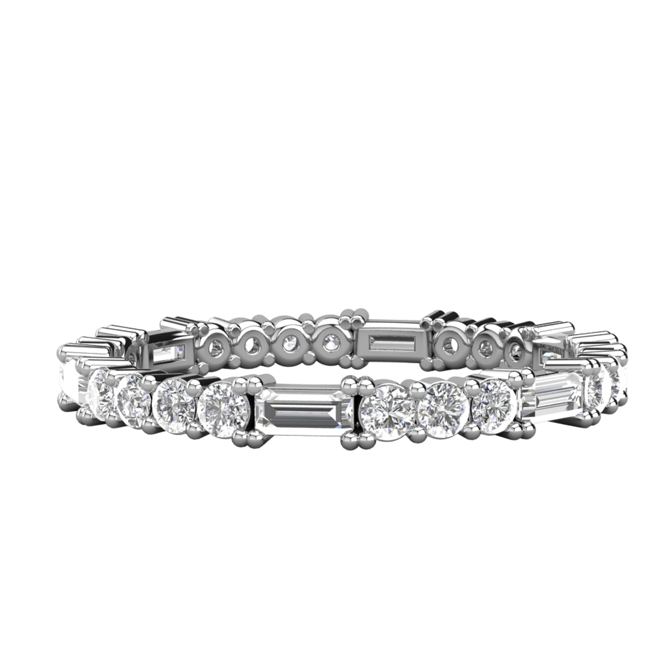 Round and Baguette Cut Full Eternity Wedding Band