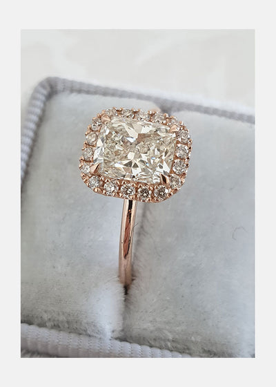 1.50ct Cushion Moissanite Diamond Halo Engagement Ring