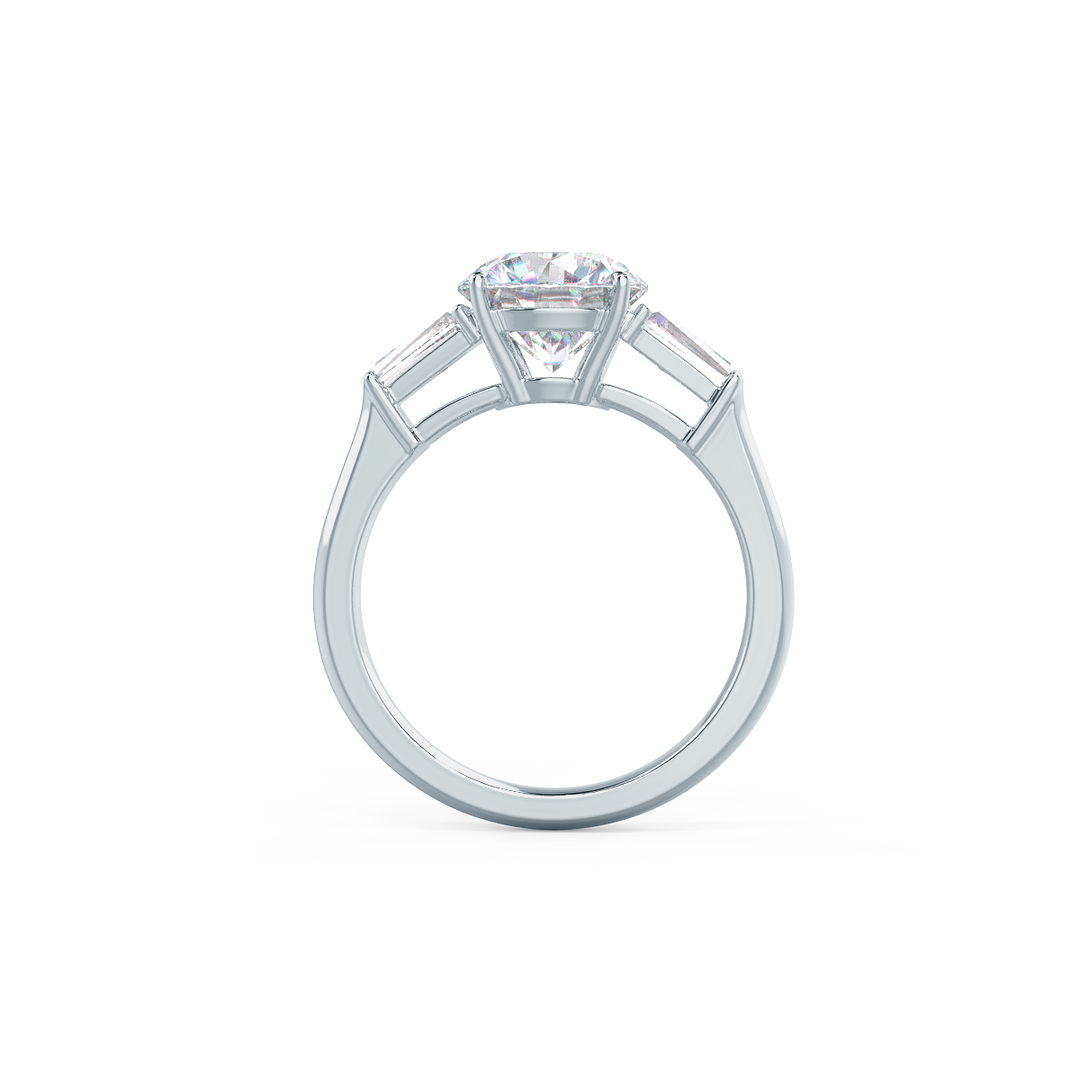 2.0CT Round Brilliant Cut Moissanite Baguette Diamond Engagement Ring